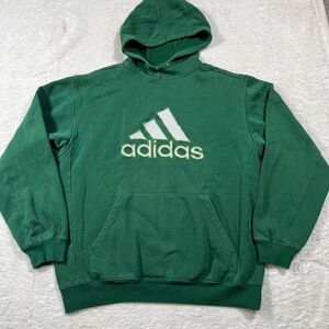 Vintage Adidas 3 Stripe Men’s Green Pullover Hoodie Sweatshirt
